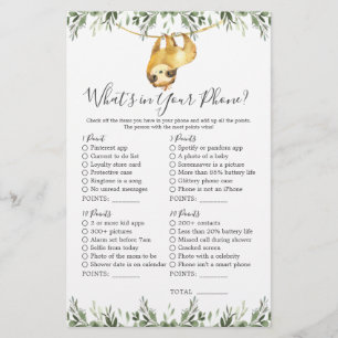 Sloth Animals Baby Shower Was ist in Ihrem Telefon