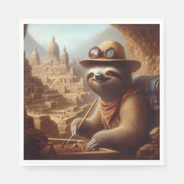 Sloth Archeologist Serviette (Vorderseite)