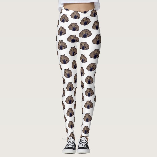 Sloth Art, schlafende Sloth Head Leggings (Vorderseite)