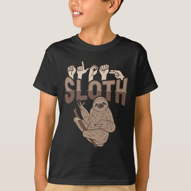Sloth Asl Hand Gesture Deaf Gehörlosigkeit Bewusst T-Shirt (Vorderseite)