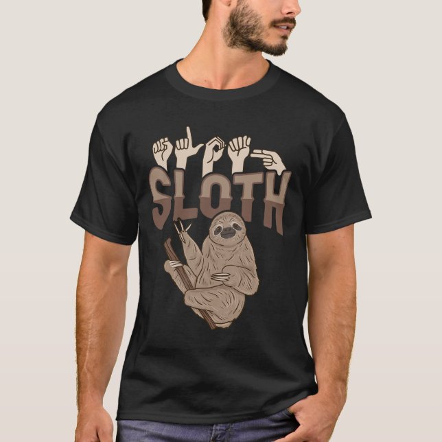 Sloth Asl Hand Gesture Deaf Gehörlosigkeit Bewusst T-Shirt (Vorderseite)