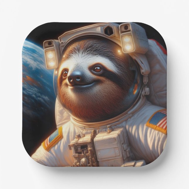 Sloth Astronaut Pappteller (Vorderseite)