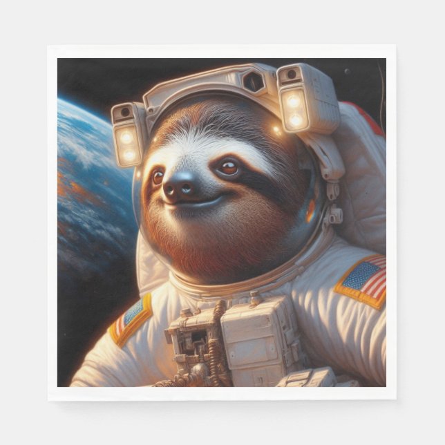 Sloth Astronaut Serviette (Vorderseite)