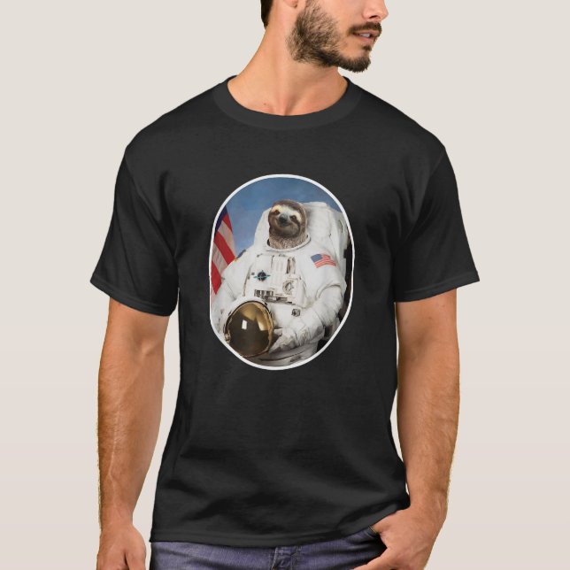 Sloth Astronaut Shirt Funny Sloth Geschenk Weltrau (Vorderseite)