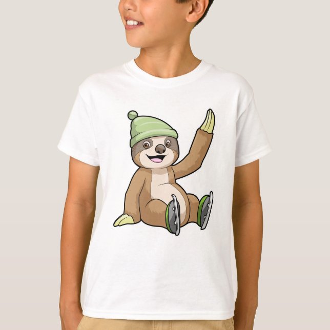 Sloth at Ice Skaten mit Ice-Skaten T-Shirt (Vorderseite)
