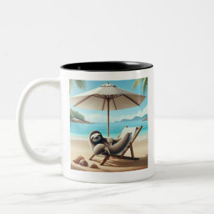Sloth auf Beach Funny Coffee Cup Zweifarbige Tasse