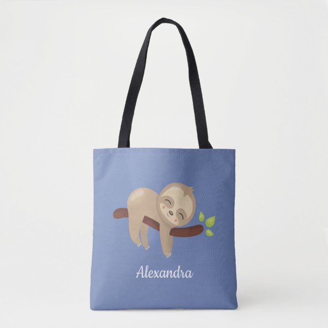Sloth auf Branch Kawaii Style Animal Blue (Vorderseite)
