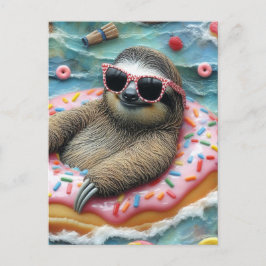 Sloth auf einem Donut Float Postkarte