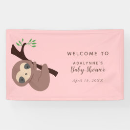 Sloth Baby Dusche Pink Willkommen Niedliches Jungl Banner