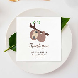 Sloth Baby Duwer Jungle Party Gender Neutral Serviette