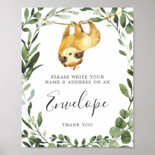 Sloth Baby Shower Address Envelope-Zeichen Poster