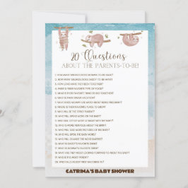 Sloth Baby Shower - bestellbarer Name, 12x18 Einladung