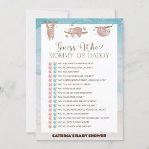 Sloth Baby Shower - bestellbarer Name, 12x18 Einladung