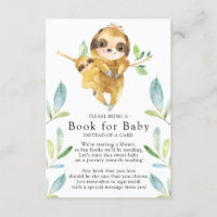 Sloth Baby Shower Book for Baby Card