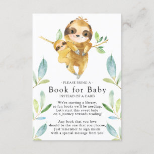 Sloth Baby Shower Book for Baby Card Begleitkarte