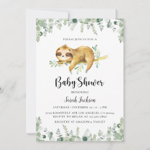 Sloth Baby Shower Einladung
