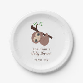 Sloth Baby Shower Gender Neutral Script Niedlich Pappteller