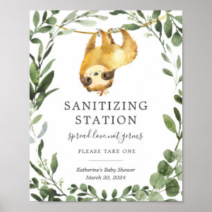 Sloth Baby Shower Sanitizing Station Schild
