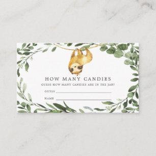 Sloth Baby Shower schätzt, wie viele Candies Card Begleitkarte