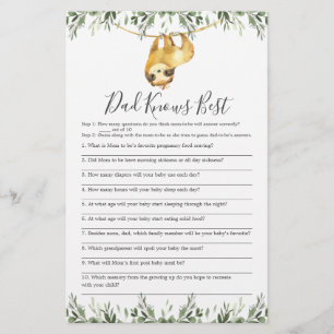 Sloth Baby Shower Vater kennt das beste Spiel