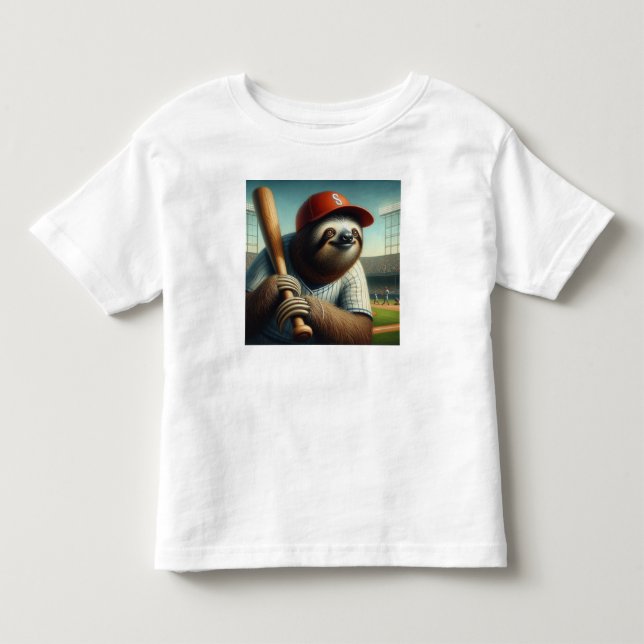 Sloth Baseball Player Kleinkind T-shirt (Vorderseite)
