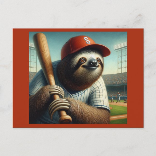 Sloth Baseball Player Postkarte (Vorderseite)