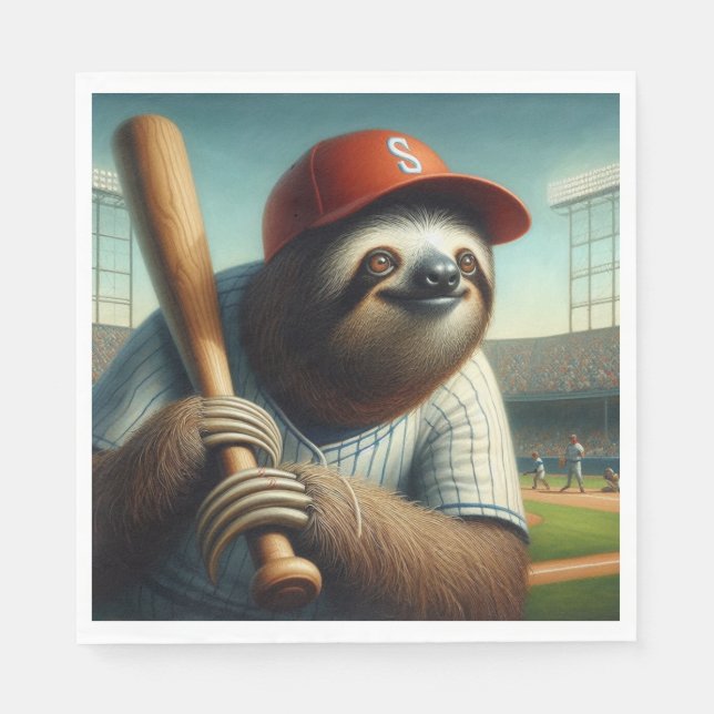 Sloth Baseball Player Serviette (Vorderseite)