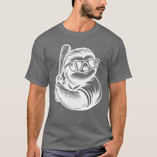 Sloth Baseball Player Sports Silhouette friends gi T-Shirt (Vorderseite)