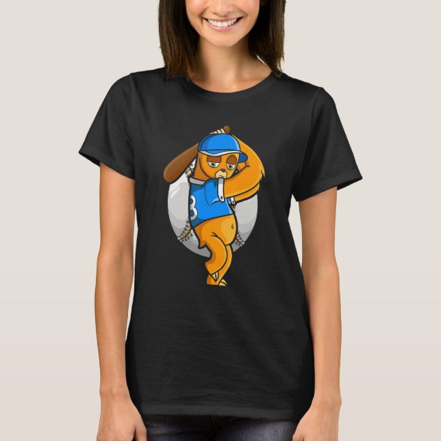 Sloth Baseball Sloth Retro Baskeballer Baseball Pl T-Shirt (Vorderseite)