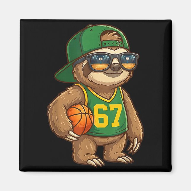 Sloth Basketball 67 Gen Alpha Slang Srts Men Boys  Magnet (Vorne)