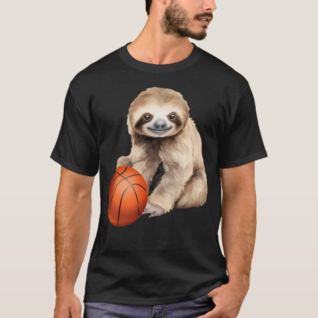 Sloth Basketball Funny Sloth Holding Basketball Sl T-Shirt (Vorderseite)