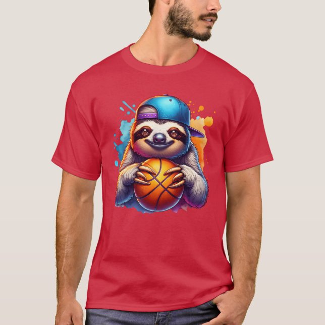 Sloth Basketball Player Funny Sports Design funny  T-Shirt (Vorderseite)