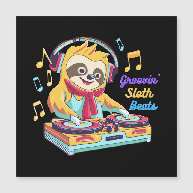 Sloth Beats Retro Vintage Dynamik Magnetkarte (Vorderseite)