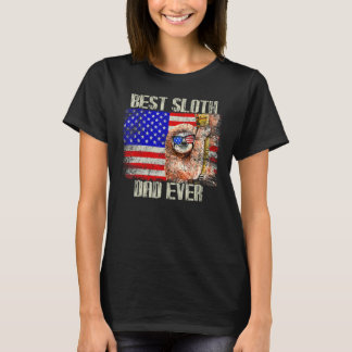 Sloth Best Sloth Vater Ever Patriotic American T-Shirt