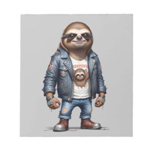 Sloth Biker Rebel Leather Jacket Cool Style Urban Notizblock