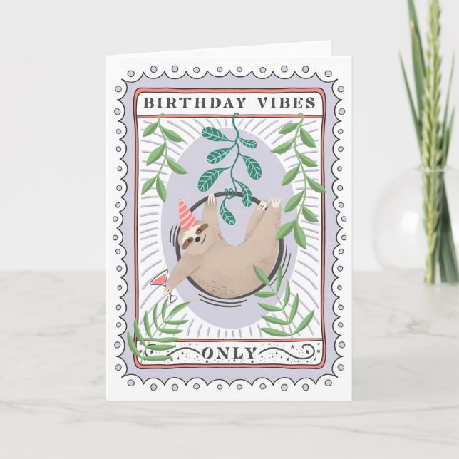 Sloth Birthday Card | Aerial Hoop Sloth Karte (Vorderseite)
