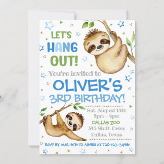 Sloth Birthday Einladung | Einladung
