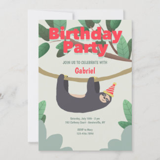 Sloth Birthday Party Einladung