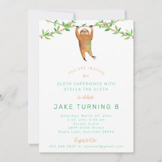 Sloth Birthday Party Einladung