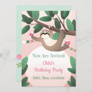 Sloth Birthday Party Einladung