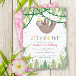 Sloth Birthday Party in Pink & Gelb Einladung