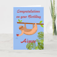 Sloth BirthdayHerzlichen Glückwunsch Faltes Grußka