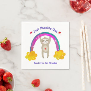 Sloth Boho Rainbow Birthday Niedlich Kawaii Name Serviette