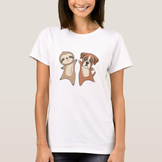 Sloth Boxer Dog Animal Lovers Children T-Shirt (Vorderseite)