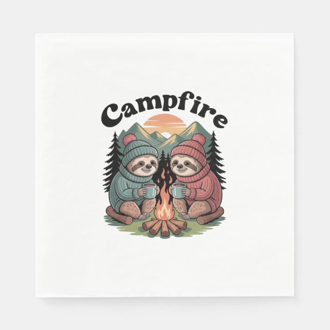 Sloth Camping Team Offizielles Lagerfeuer Serviette (Vorderseite)