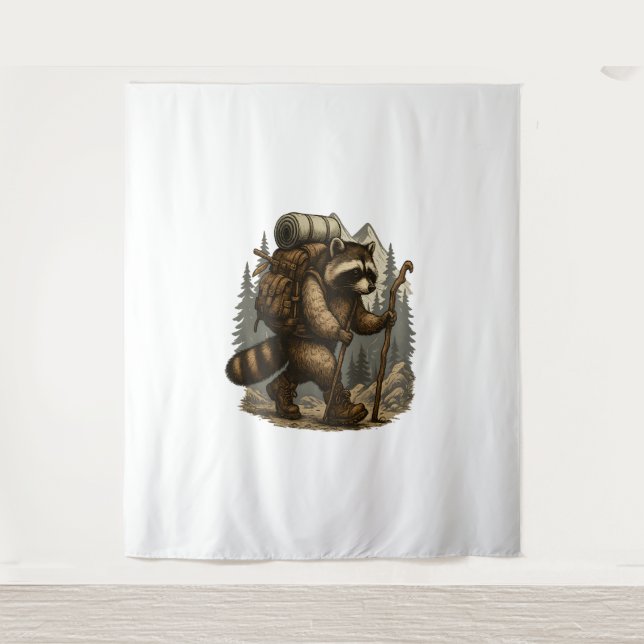 Sloth Camping Wandern Wandteppich (Vorderseite)