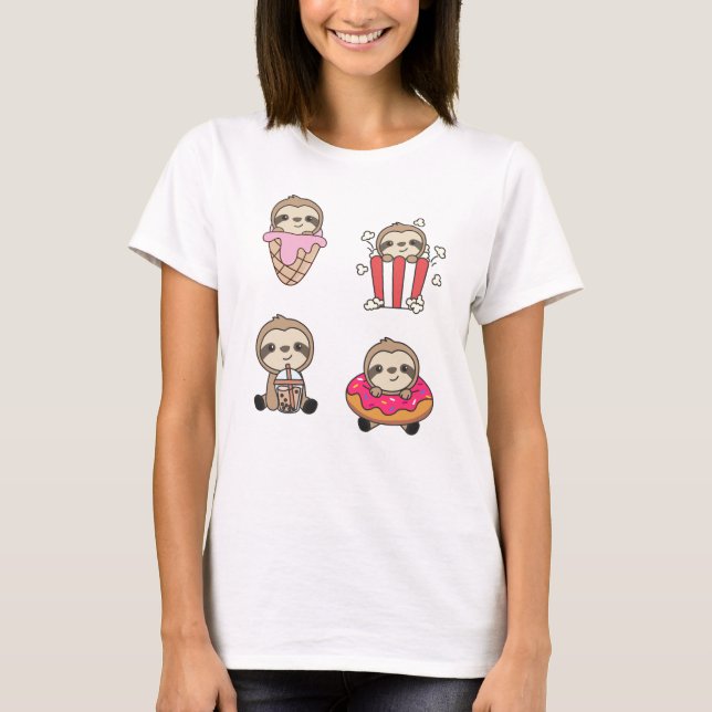 Sloth Candy Bubble Tee Popcorn Donut Sweet (Vorderseite)