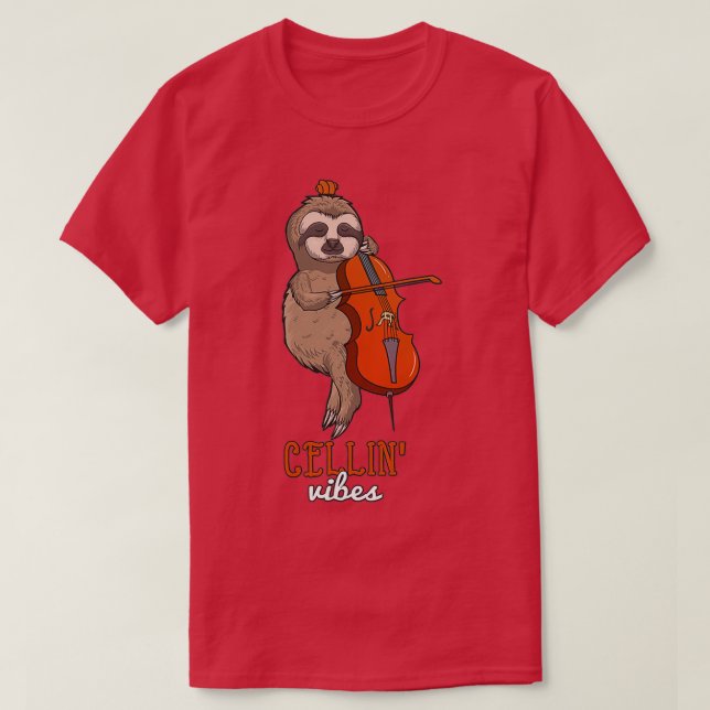 Sloth Cello Player Cellist Nickerchen Sloth T-Shirt (Design vorne)