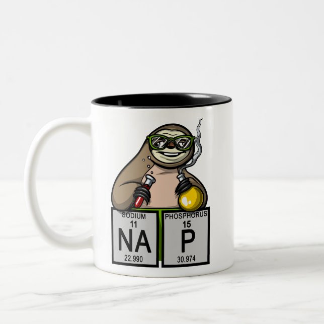 Sloth Chemistry Teacher Science Animal Zweifarbige Tasse (Links)