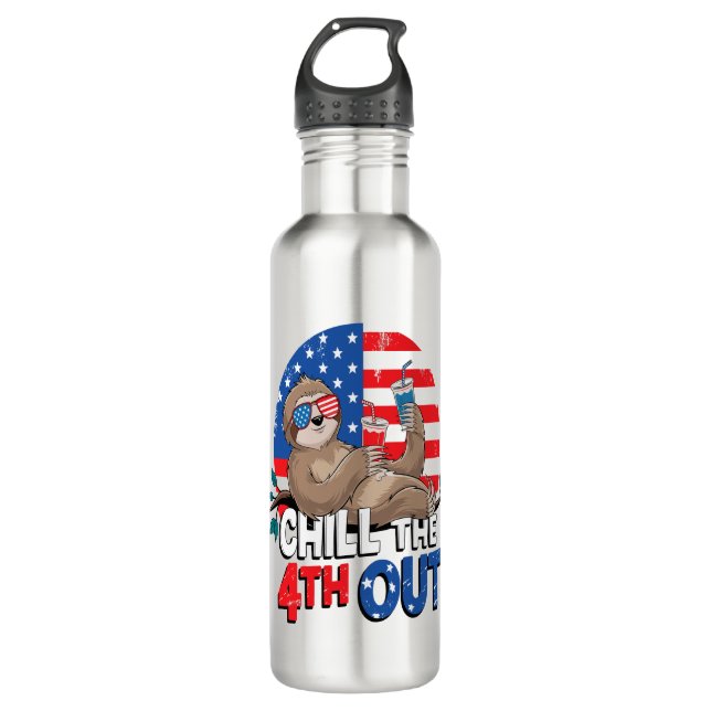 Sloth Chill the 4th out Patriotic USA Edelstahlflasche (Vorderseite)